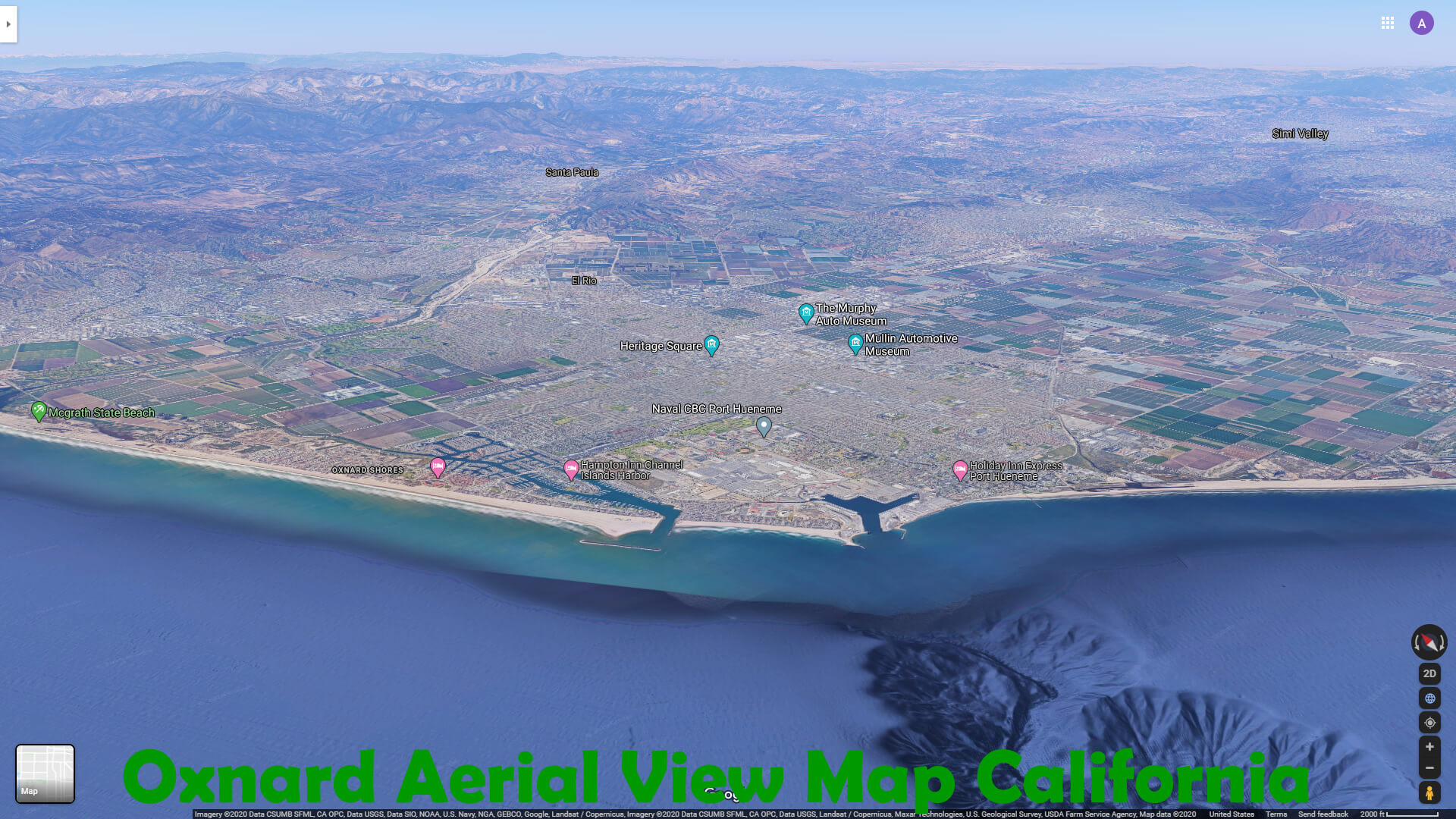 Oxnard Vue Aerienne Carte californie